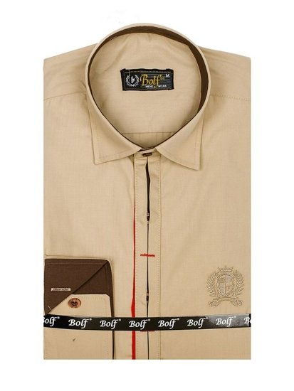 Men's Elegant Long Sleeve Shirt Camel Bolf 1769