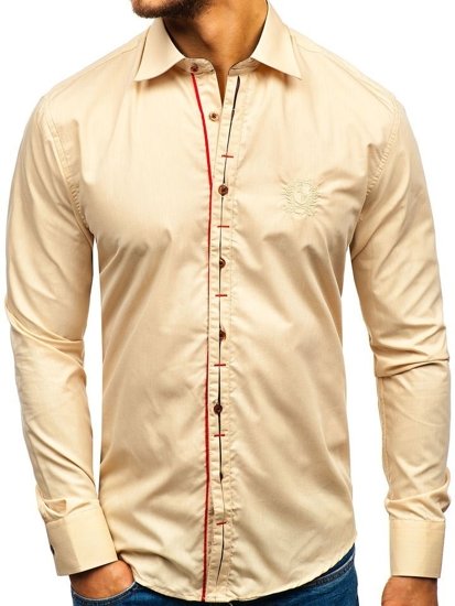 Men's Elegant Long Sleeve Shirt Camel Bolf 1769