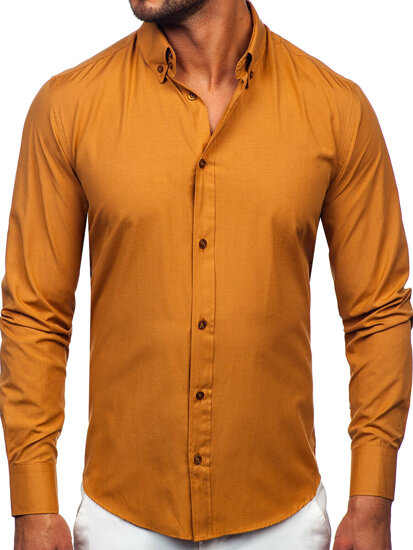 Men's Elegant Long Sleeve Shirt Camel Bolf 5821-1