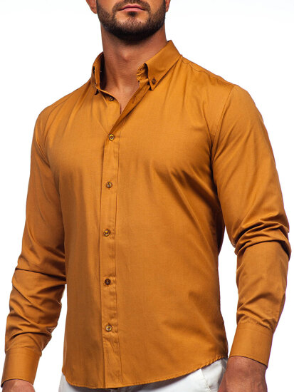 Men's Elegant Long Sleeve Shirt Camel Bolf 5821-1