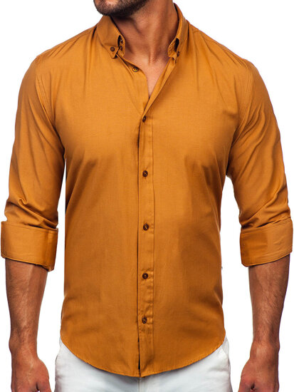 Men's Elegant Long Sleeve Shirt Camel Bolf 5821-1