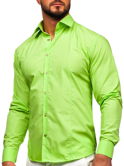 Men's Elegant Long Sleeve Shirt Celadon Bolf 6944