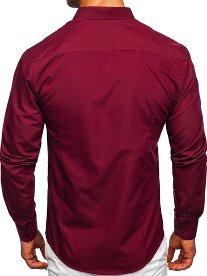 Men's Elegant Long Sleeve Shirt Claret Bolf 1703