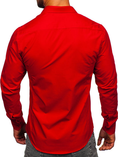 Men's Elegant Long Sleeve Shirt Dark Red Bolf 1703