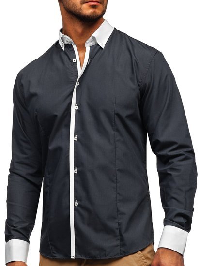 Men's Elegant Long Sleeve Shirt Graphite Bolf 2782