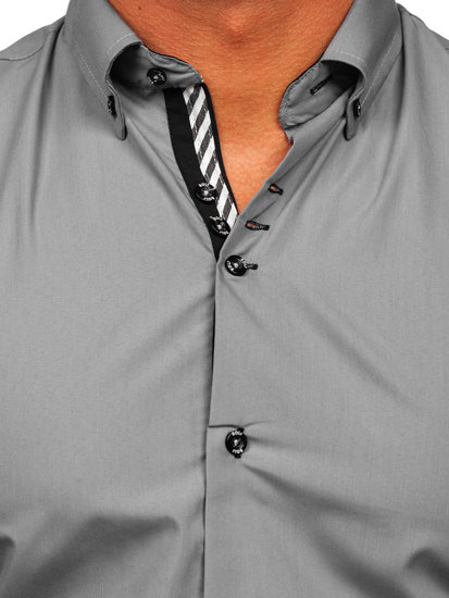 Men's Elegant Long Sleeve Shirt Grey Bolf 5796-1