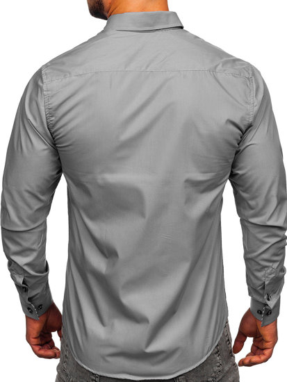 Men's Elegant Long Sleeve Shirt Grey Bolf 5796-1