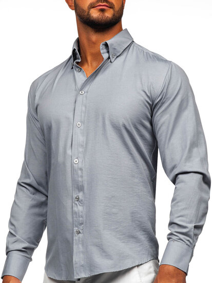 Men's Elegant Long Sleeve Shirt Grey Bolf 5821-1