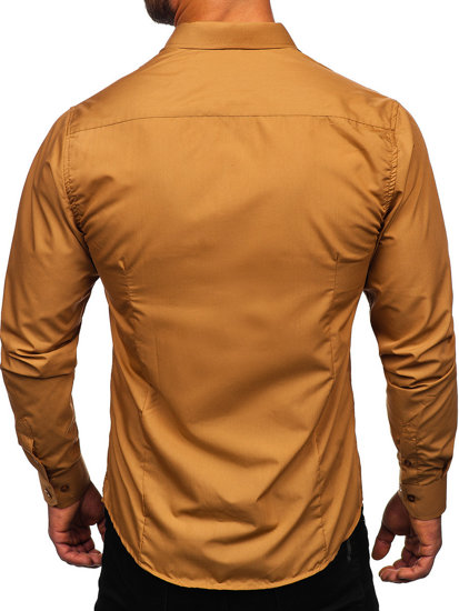 Men's Elegant Long Sleeve Shirt Light Brown Bolf 1703