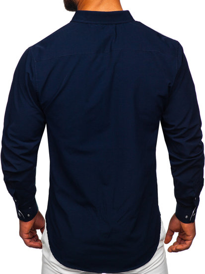 Men's Elegant Long Sleeve Shirt Navy Blue Bolf 5722-1