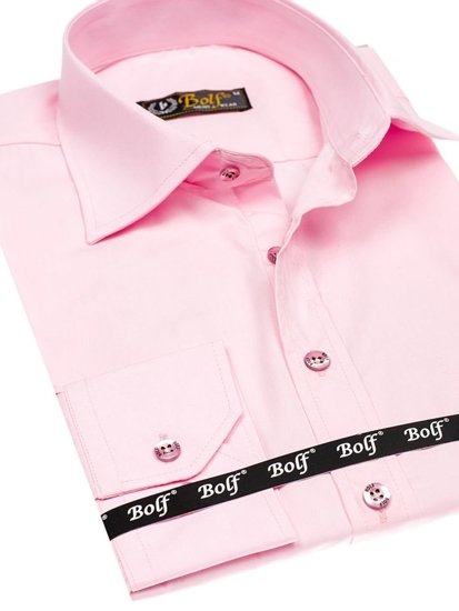 Men's Elegant Long Sleeve Shirt Pink Bolf 1703