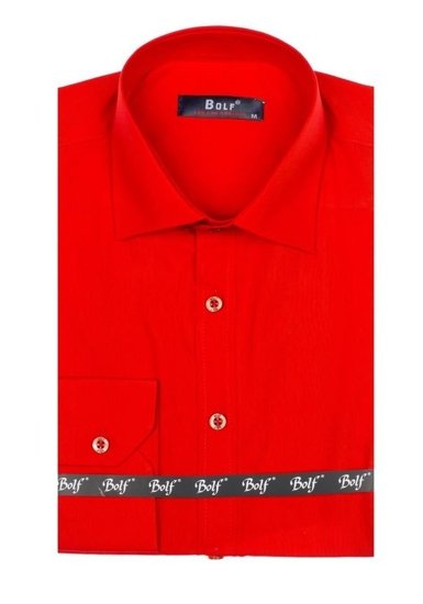 Men's Elegant Long Sleeve Shirt Red Bolf 1703