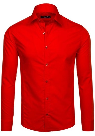 Men's Elegant Long Sleeve Shirt Red Bolf 1703