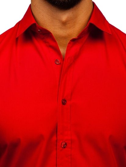 Men's Elegant Long Sleeve Shirt Red Bolf 1703