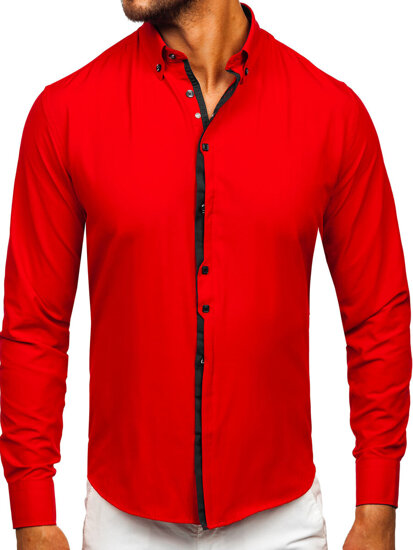 Men’s Elegant Long Sleeve Shirt Red Bolf 24701