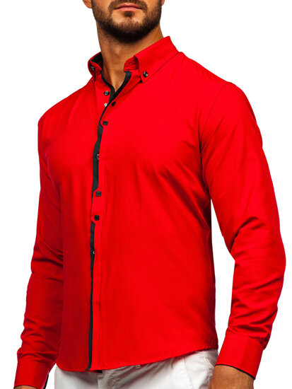 Men’s Elegant Long Sleeve Shirt Red Bolf 24701