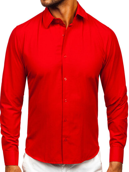 Men’s Elegant Long Sleeve Shirt Red Bolf 24740