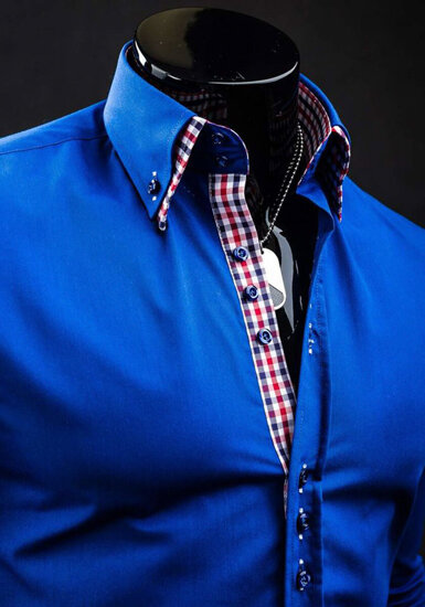 Men's Elegant Long Sleeve Shirt Royal Blue Bolf 0926A