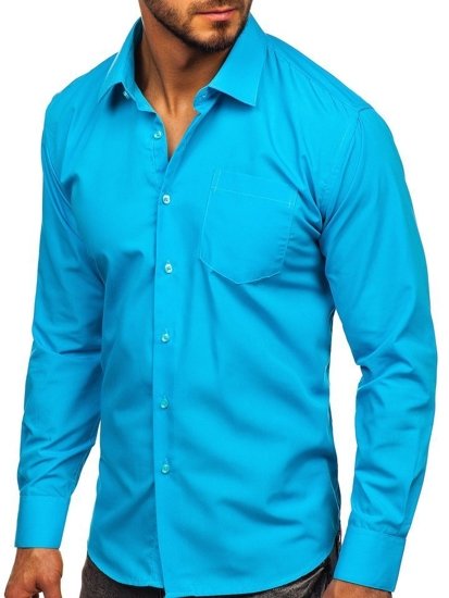 Men's Elegant Long Sleeve Shirt Sky Blue Bolf 0003