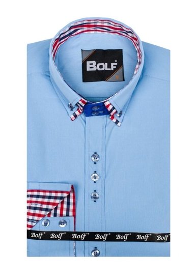 Men's Elegant Long Sleeve Shirt Sky Blue Bolf 0926