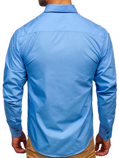 Men's Elegant Long Sleeve Shirt Sky Blue Bolf 0926