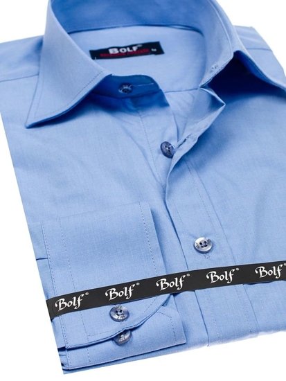 Men's Elegant Long Sleeve Shirt Sky Blue Bolf 1703