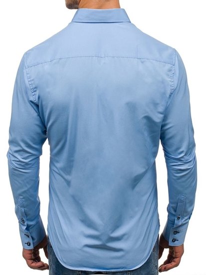 Men's Elegant Long Sleeve Shirt Sky Blue Bolf 1721-A