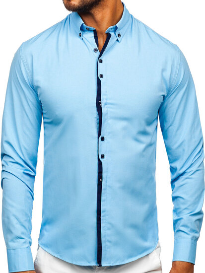 Men’s Elegant Long Sleeve Shirt Sky Blue Bolf 24701