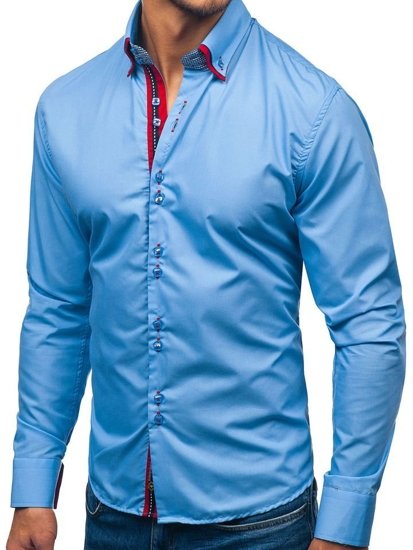 Men's Elegant Long Sleeve Shirt Sky Blue Bolf 2785