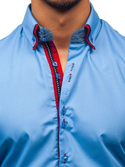 Men's Elegant Long Sleeve Shirt Sky Blue Bolf 2785