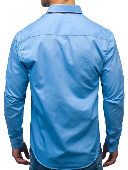 Men's Elegant Long Sleeve Shirt Sky Blue Bolf 2785