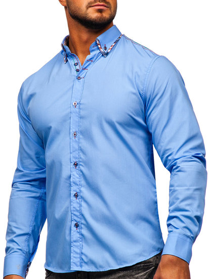 Men's Elegant Long Sleeve Shirt Sky Blue Bolf 3701