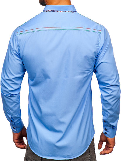 Men's Elegant Long Sleeve Shirt Sky Blue Bolf 3701