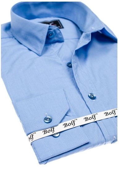 Men's Elegant Long Sleeve Shirt Sky Blue Bolf 6944