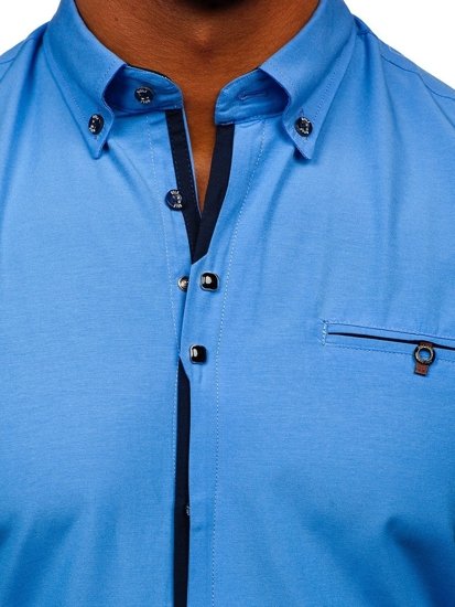 Men's Elegant Long Sleeve Shirt Sky Blue Bolf 7720