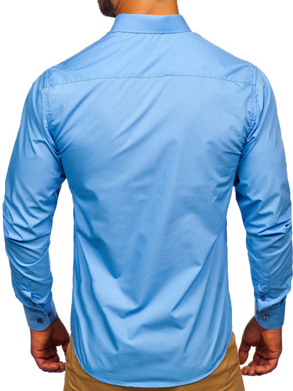 Men's Elegant Long Sleeve Shirt Sky Blue Bolf 7724-1