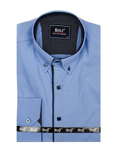 Men's Elegant Long Sleeve Shirt Sky Blue Bolf 7724