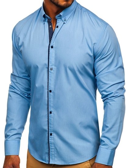 Men's Elegant Long Sleeve Shirt Sky Blue Bolf 7724