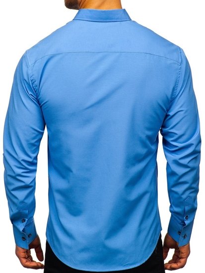 Men's Elegant Long Sleeve Shirt Sky Blue Bolf 8840-1