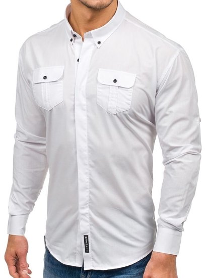 Men's Elegant Long Sleeve Shirt White Bolf 0780