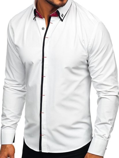 Men's Elegant Long Sleeve Shirt White Bolf 2767-1