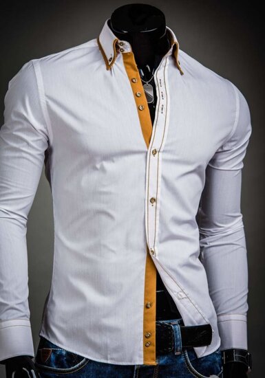 Men’s Elegant Long Sleeve Shirt White Bolf 3703A