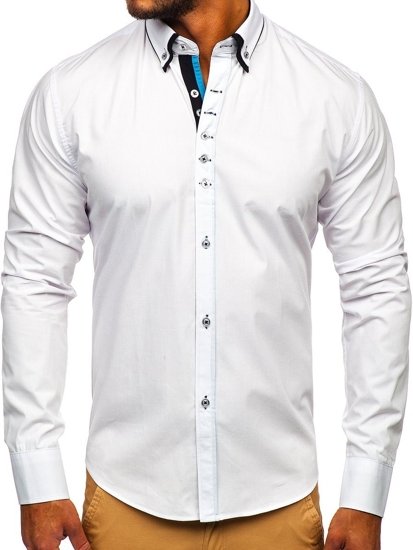 Men's Elegant Long Sleeve Shirt White Bolf 3708