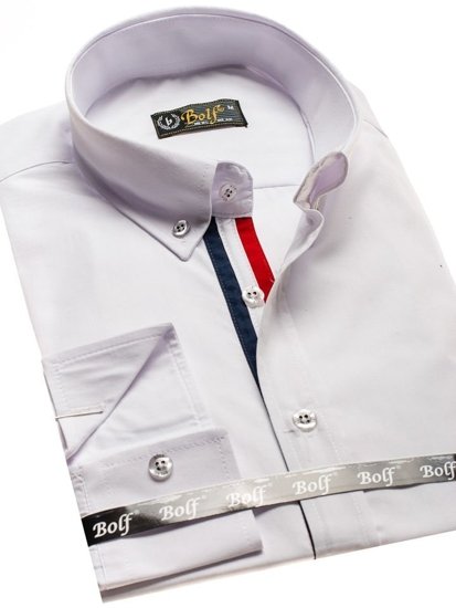 Men's Elegant Long Sleeve Shirt White Bolf 3713