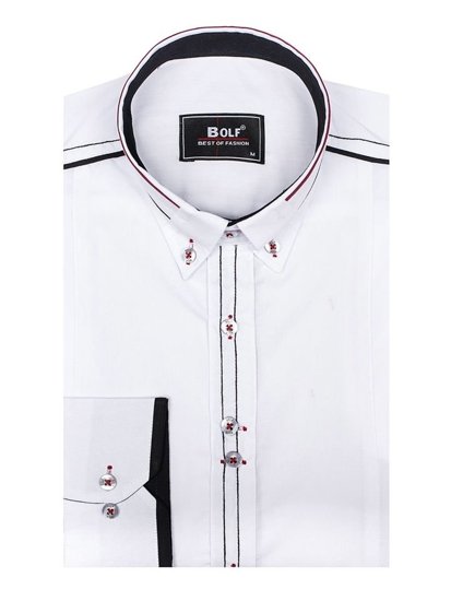 Men's Elegant Long Sleeve Shirt White Bolf 4707