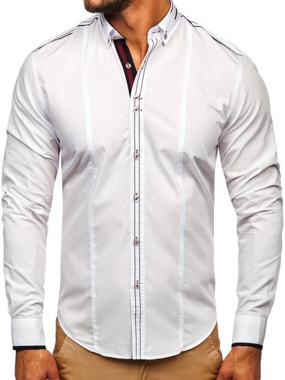 Men's Elegant Long Sleeve Shirt White Bolf 4707