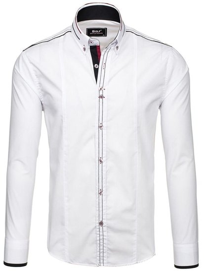 Men's Elegant Long Sleeve Shirt White Bolf 4707