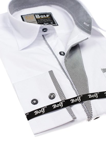 Men's Elegant Long Sleeve Shirt White Bolf 4713