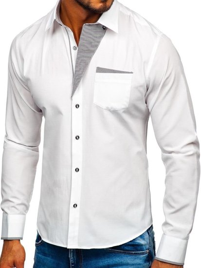 Men's Elegant Long Sleeve Shirt White Bolf 4713