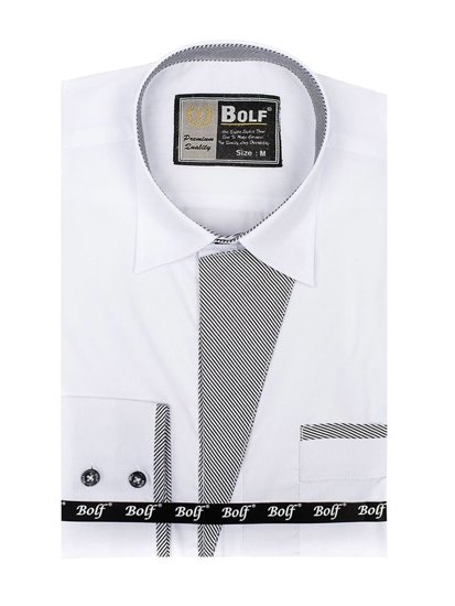 Men's Elegant Long Sleeve Shirt White Bolf 4713